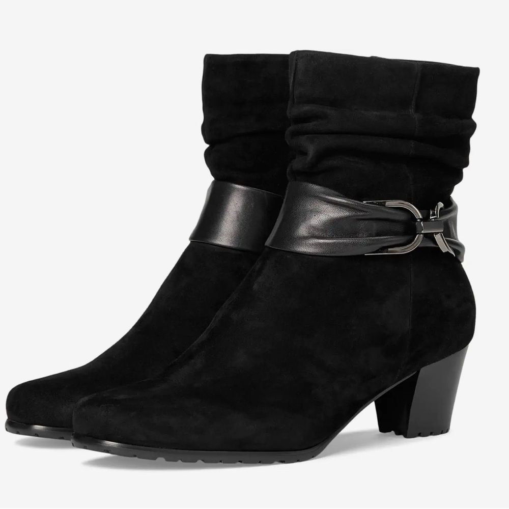 David Tate Corona Bootie Black Suede Leather Women’s 8.5 Wide NWOB Mid-Calf Boot